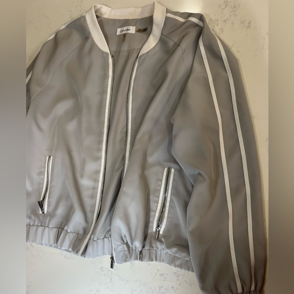 Women's Gray Bomber Jacket - Picture 7 of 13